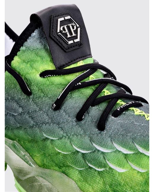 Philipp Plein Green Runner Hyper $Hock Low-Top Sneakers With Rubber Sole for men