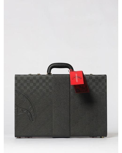Sprayground Black Spritz Checkered Saffiano Synthetic Leather Suitcase for men