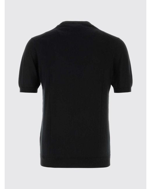 Fedeli Black Basic Cotton Crew Neck Knit for men