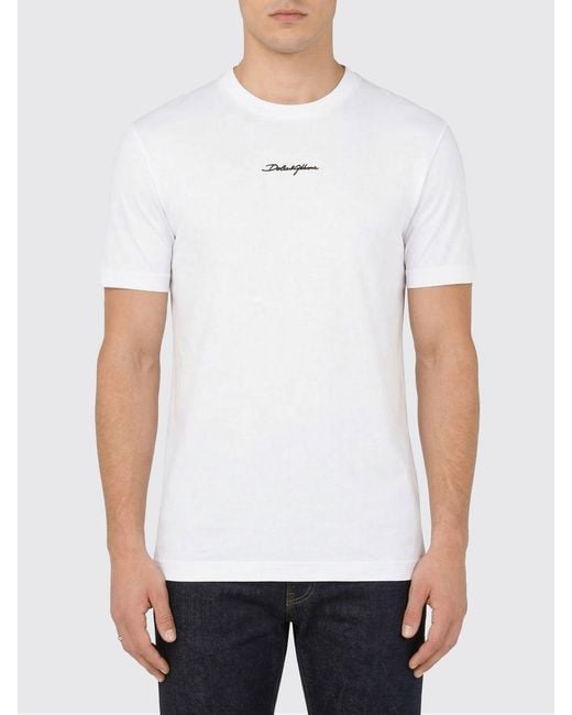 Dolce & Gabbana White Dolce &Amp Gabbana Cotton Crew-Neck T-Shirt With Logo for men
