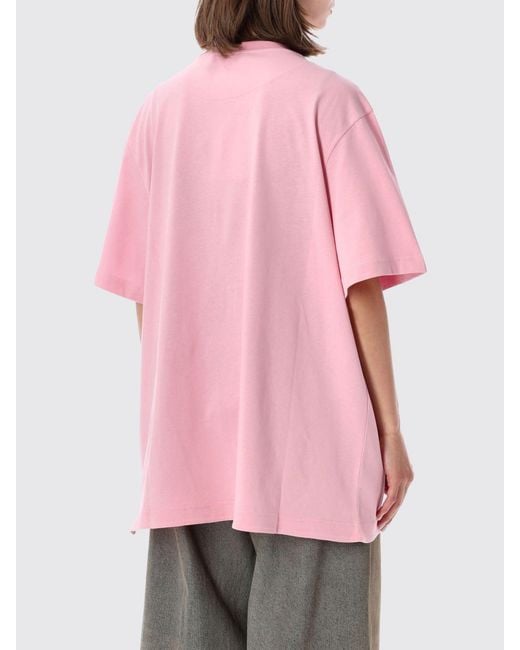 The Attico Pink Relaxed Fit Cotton T-Shirt With Dropped Shoulders And Side Slits