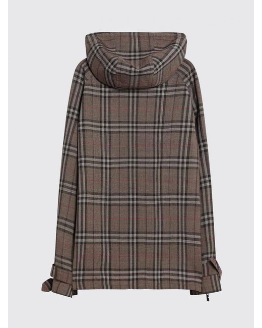 Burberry Gray Silk Blend Check Half Zip Jacket for men