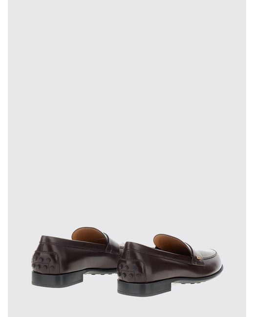 Tod's White Brushed Leather Loafers With Strap And Metal Logo