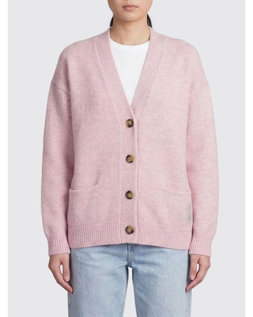Isabel Marant Pink Alpaca Wool Cardigan With Logo