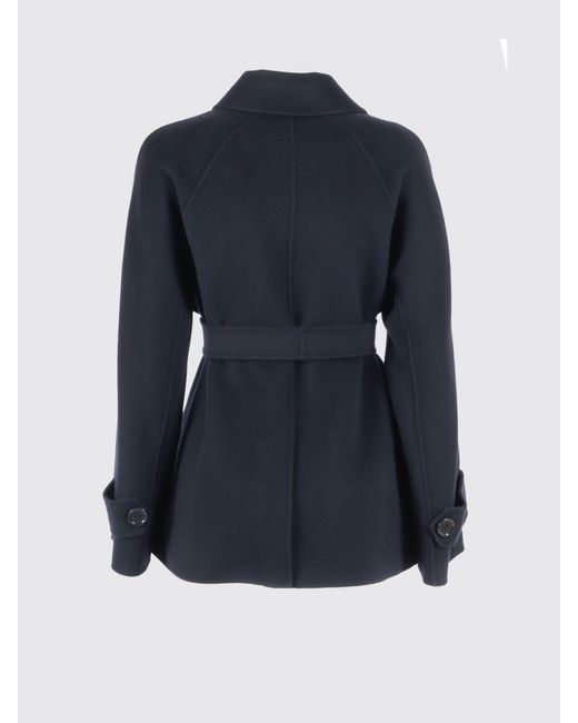 Max Mara Blue Louise Double-Breasted Virgin Wool Coat Max Mara