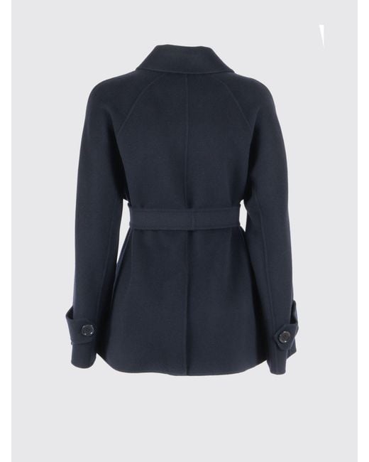 Max Mara Blue Louise Double-Breasted Virgin Wool Coat Max Mara