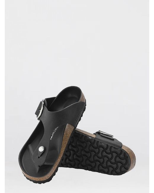 Birkenstock White Gizeh Big Buckle Leather Sandals