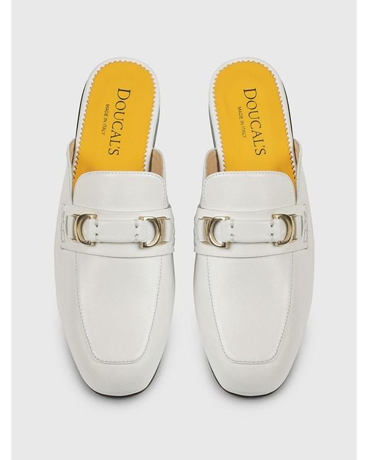 Doucal's White Leather Mules