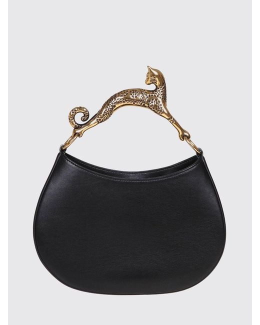 Lanvin Black Hobo Cat Small Smooth Calfskin Leather Handbag
