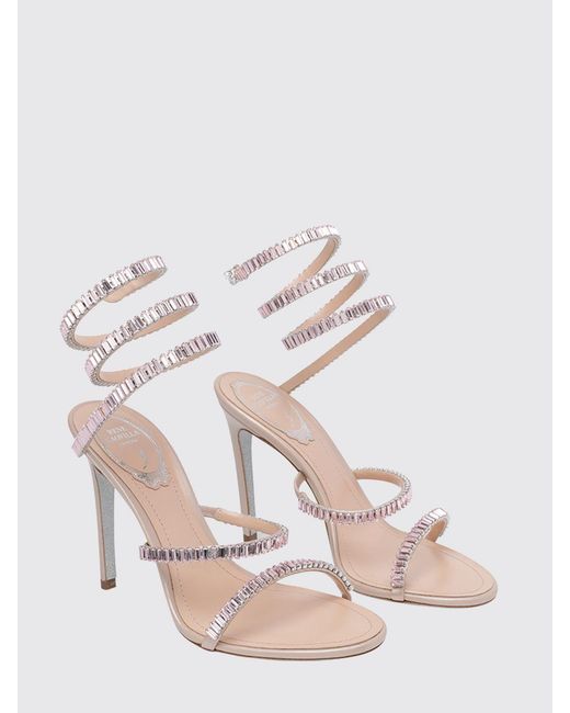 Rene Caovilla Multicolor Cleo Sparks Laminated Nappa Sandals With Baguette Rhinestones