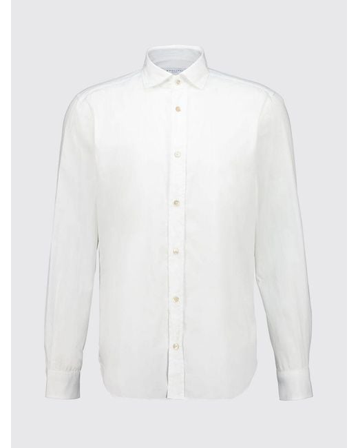 Boglioli White Slim Fit Long-Sleeve Cotton Shirt With French Collar for men