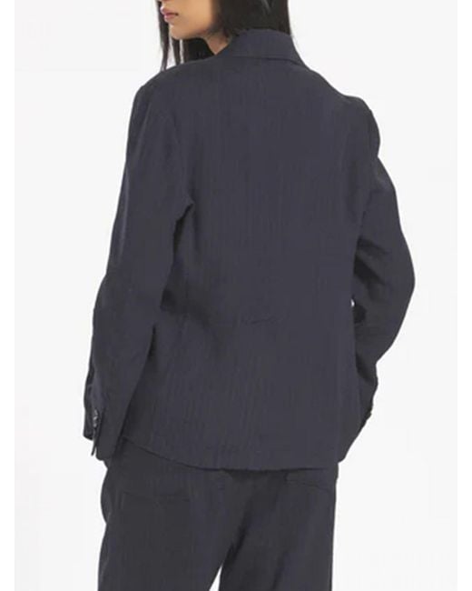Barena Blue Single-Breasted Linen Blend Blazer