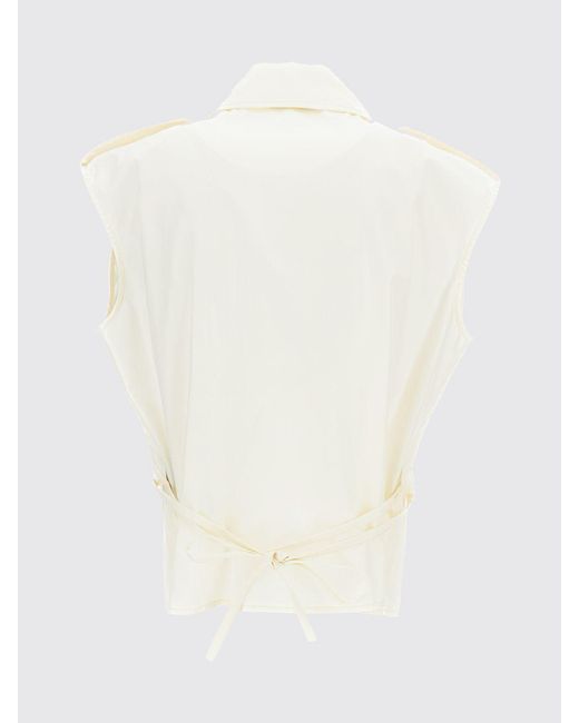 DURAZZI MILANO White Sleeveless Cotton Shirt With Epaulettes And Metal Ring