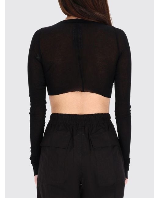 Rick Owens Black Cropped Viscose T-Shirts