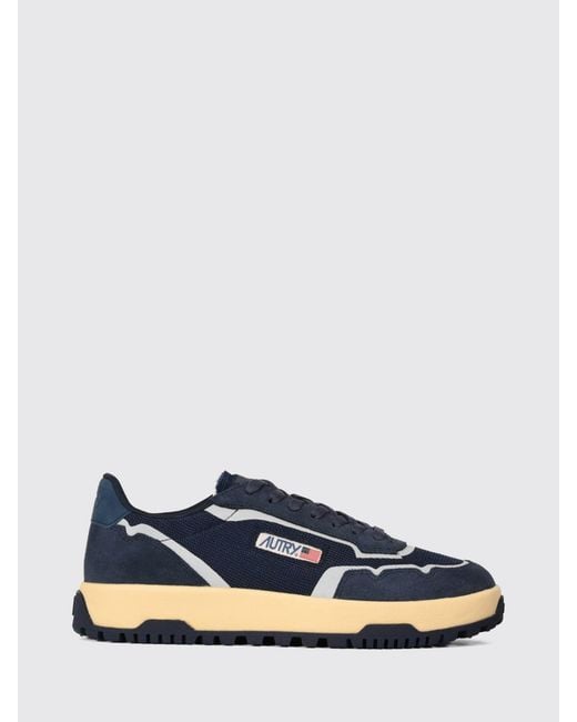 Autry Blue Wildpace Low Leather And Mesh Sneakers With Contrast Logo And Serrated Sole for men
