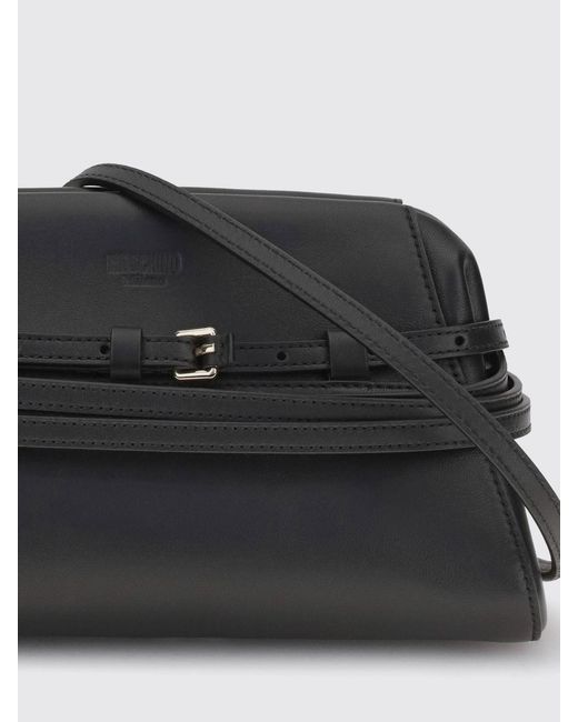 Moschino Couture Black Tie Me Leather Mini Clutch With Removable Strap