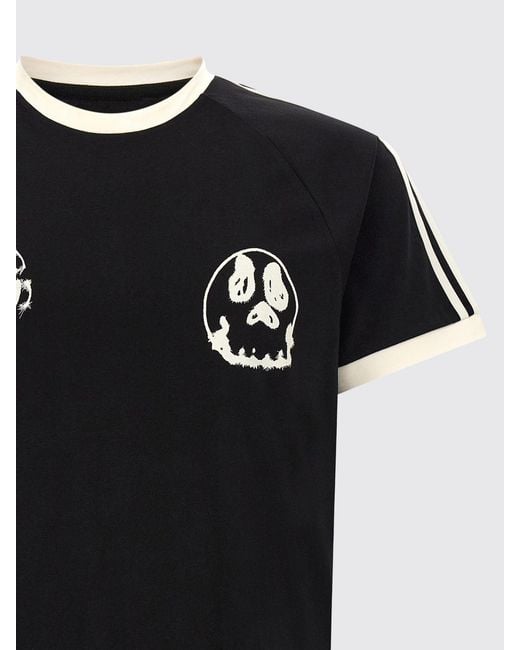 Y-3 Black Short-Sleeved Cotton T-Shirt With Skull Graphic Print And Contrast Logo for men