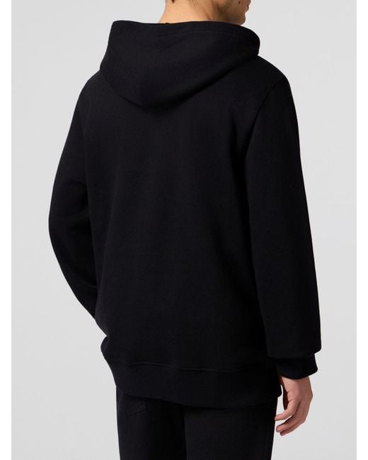 Philipp Plein Black Cotton Hoodie With Monogram Embroidery for men