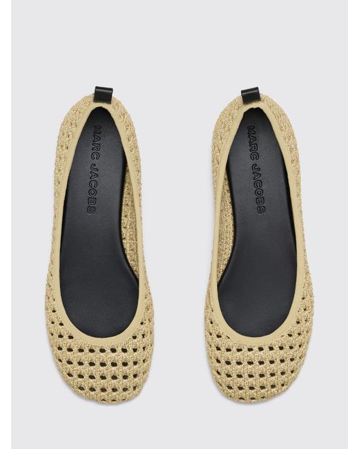 Marc Jacobs Natural Crochet Polyester Ballet Flats With Perforated Round Toe