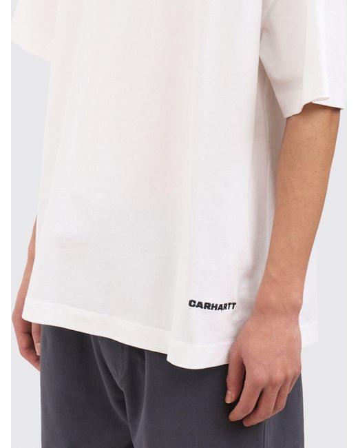 Carhartt White Cotton T-Shirt With Logo for men