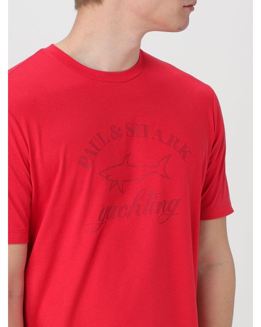 T-shirt in cotone di Paul & Shark in Red da Uomo