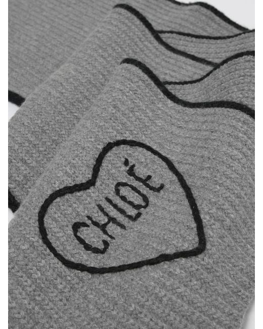 ChloÉ Bufanda Encoeur De Lana Virgen Acanalada Chloé de color Gray