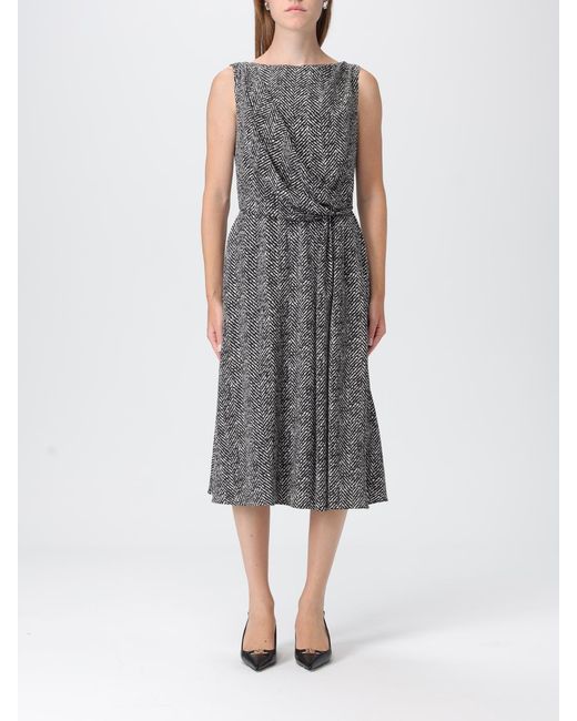 Dolce & Gabbana Gray Chevron Print Heavy Crepe Cocktail -Kleid