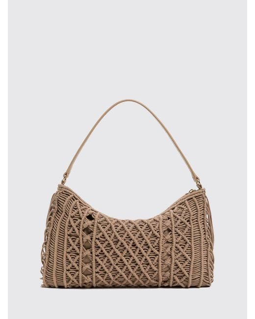 Twinset Brown Woven Cotton Bag