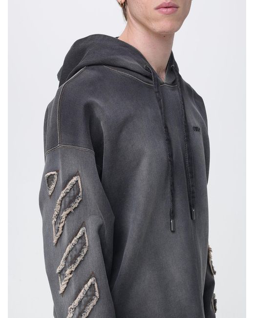 Off-White c/o Virgil Abloh Gray Oversized Cotton Hoodie With Contrasting Logo for men