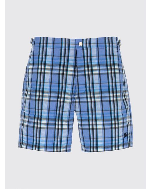 Burberry Blue Short Check Pattern Swim Shorts for men