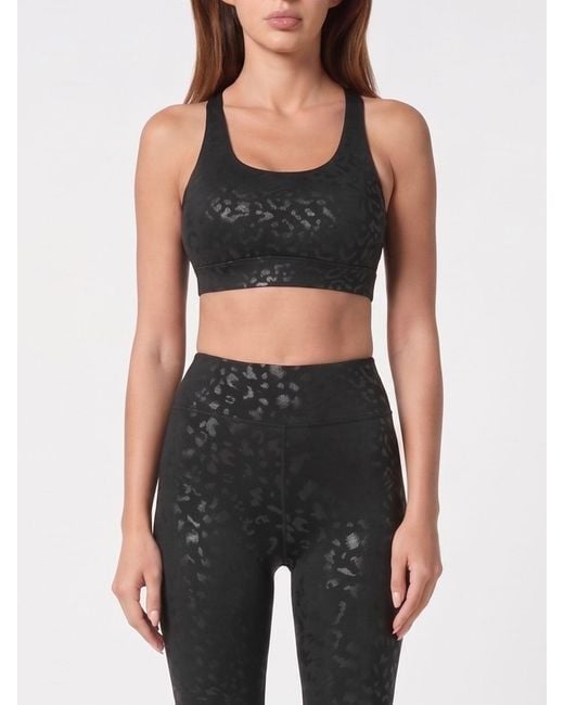 Philipp Plein Black Animal Print Shiny Lycra Top