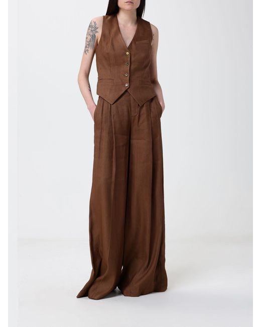 Elisabetta Franchi Brown Linen Blend Vest