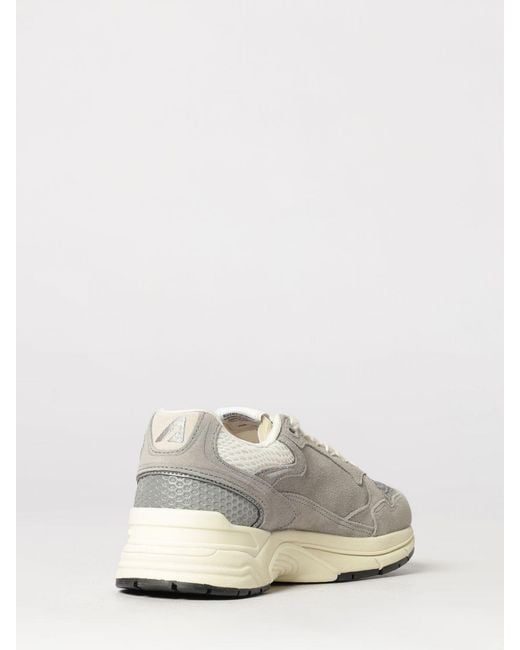 Autry White Hyperway Two-Tone Leather And Mesh Sneakers With Cut-Out Logo