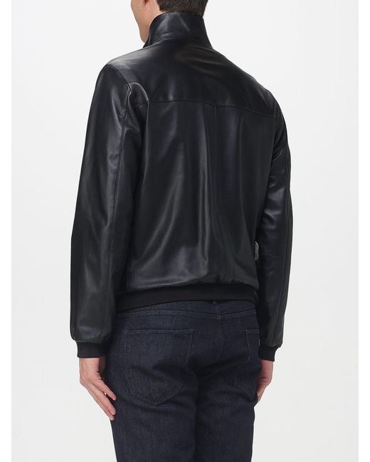 Emporio Armani Black Lambskin Leather Jacket for men