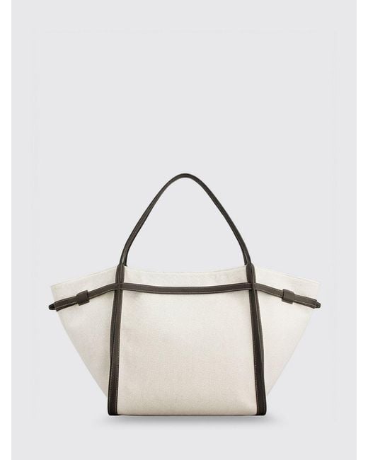 Tod's Natural Medium Canvas And Leather Shopping Bag