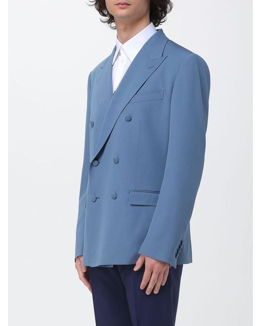 Dolce & Gabbana Blue Dolce &Amp Gabbana Double Breasted Virgin Wool Blazer for men