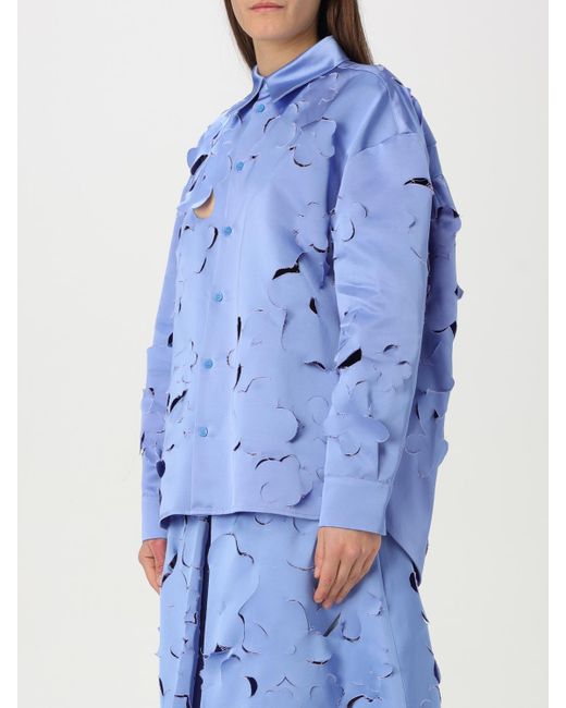 Marni Blue Lasercut Floral Blouse