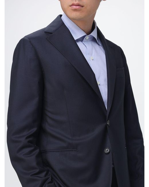 Luigi Borrelli Napoli Blue Single-Breasted Virgin Wool Suit for men