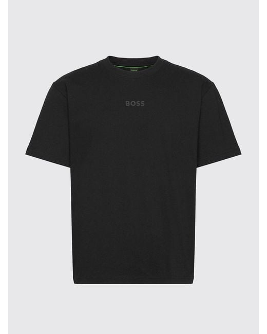 Boss Black Cotton T-Shirt With Logo for men