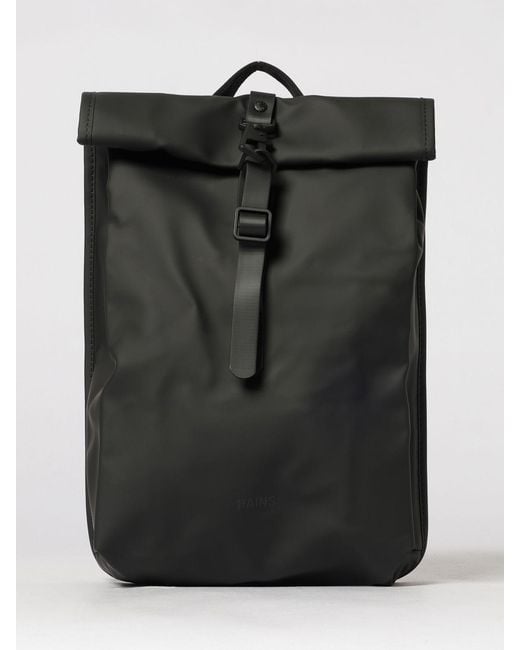 Rains Black Waterproof Rolltop Rucksack