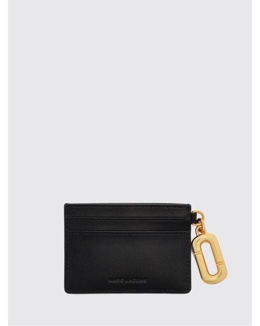 Marc Jacobs Black Flat Leather Card Holder With Double J Logo