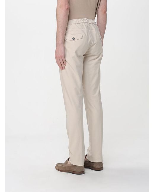 Eleventy Natural Cotton Blend Trousers With Drawstring for men