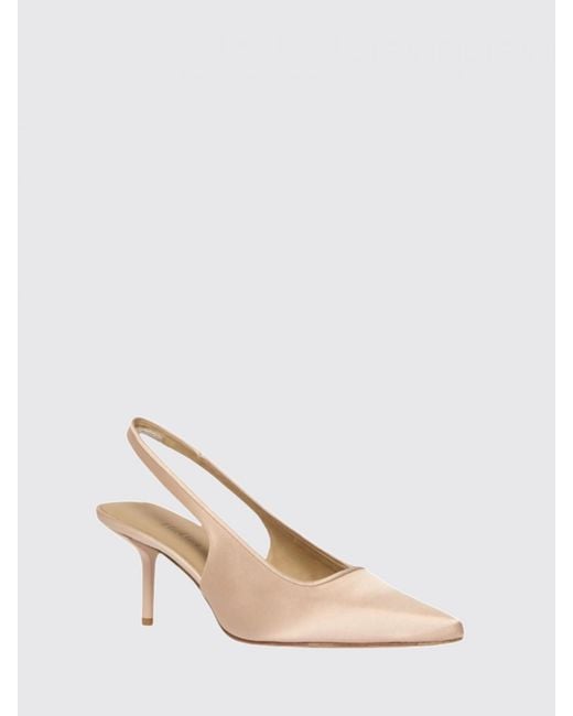 Max Mara Natural Airone Satin Slingback Pumps With Medium Stiletto Heel