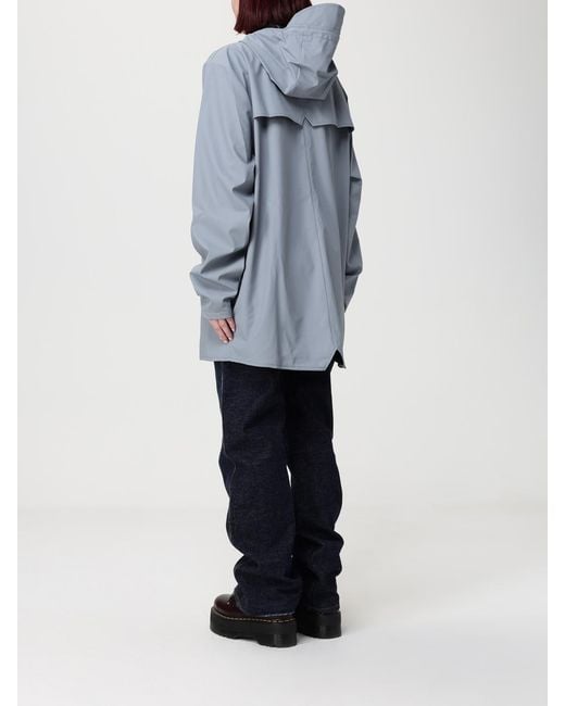 Rains Blue Hooded Waterproof Polyester Raincoat