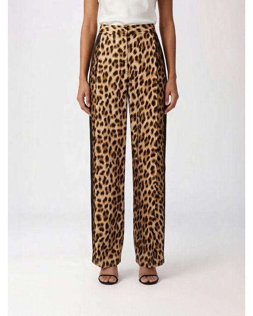 Sportmax Natural Silk Palazzo Trousers With Animal Print