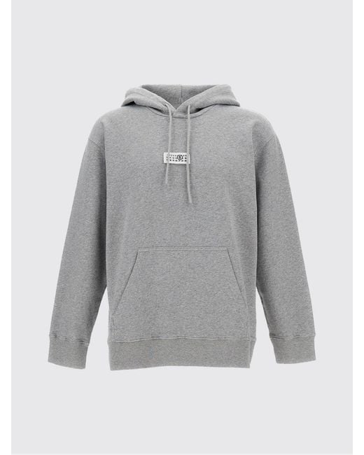 MM6 by Maison Margiela Gray Cotton Hooded Sweatshirt for men