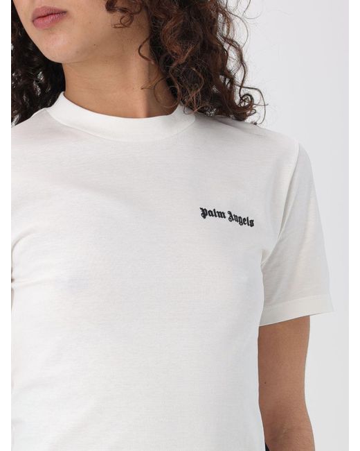 T-shirt in cotone con logo di Palm Angels in White