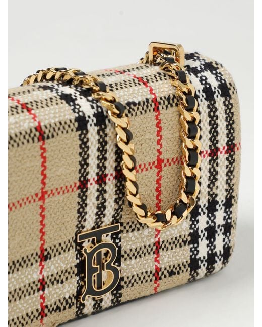 Burberry Gray Lola Bag In Check Wool Blend
