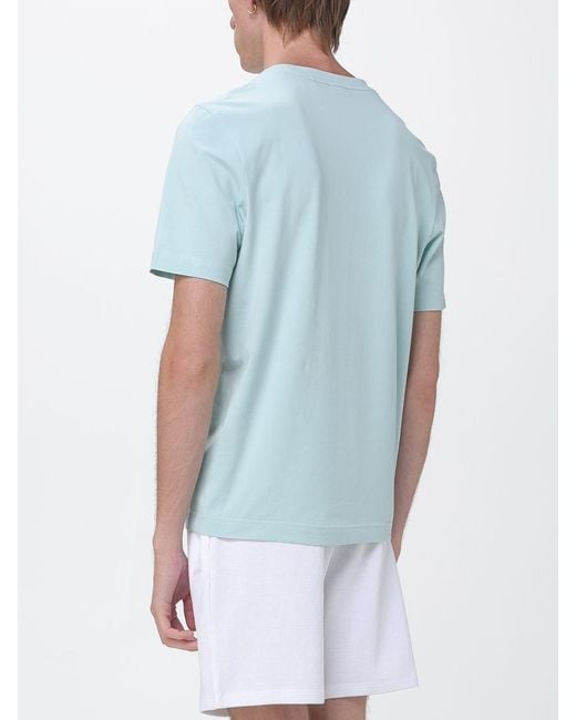 Boss Blue Crew Neck Stretch-Cotton T-Shirt With Contrast Chest Logo for men