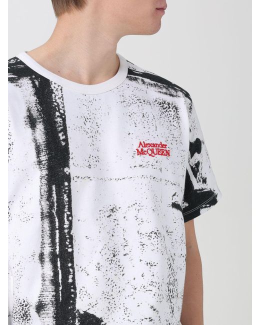 T-shirt stampata di Alexander McQueen in White da Uomo